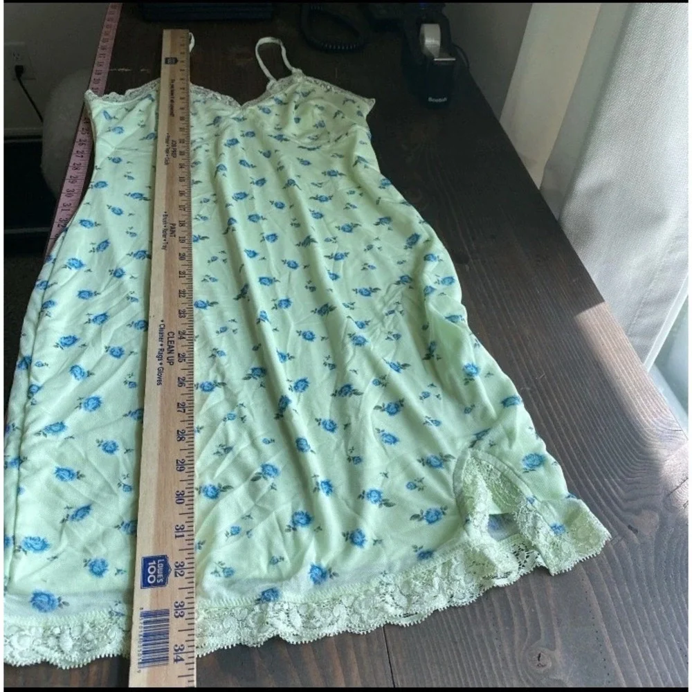 Wild Fable Slip Dress XS‎ Light Green Blue Floral Y2K Fairy Strappy Lace Mini